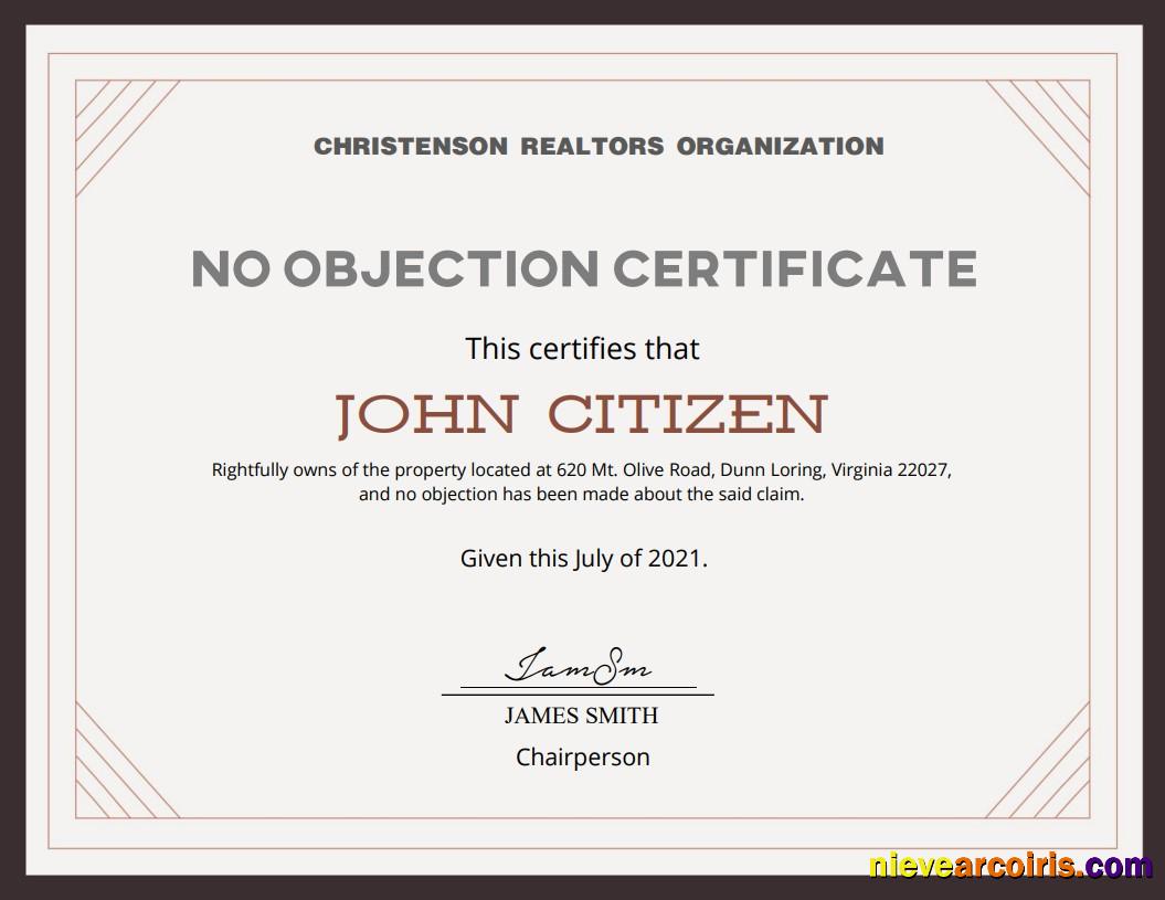USA No Objection certificate